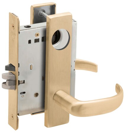 Schlage Grade 1 Classroom Mortise Lock, Less Cylinder, 17 Lever, L Escutcheon, Satin Brass Finish L9070L 17L 606